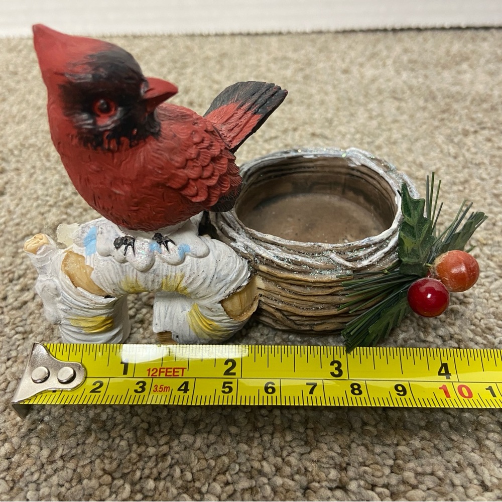 Vintage‎ Red Cardinal Bird Figurine with Nest, Tea Light Holder - Picture 7 of 7